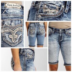 Price Drop!! 🎸NeW🤘 ROCK REVIVAL QUARRY EASY BERMUDA STRETCH SHORTS Size 32